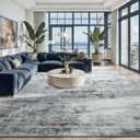 Toneed Abstract Area Rug 8x10 Modern Washable Rug Soft Non Slip Rug Low Pile for Bedroom Living Room Dining Room Grey