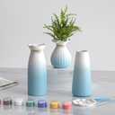 OERGKE 3-Pack Ceramic Vase with Painting Kit, Small vases for Flowers, Modern Rustic Boho Vases for Home Living Room Farmhouse Decor Dining Table Bedroom Table and Kitchen Shelf (Blue)