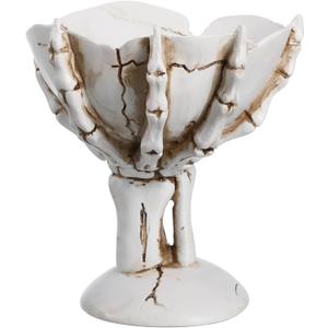 Halloween Skeleton Hand Candy Bowl Resin Snack Tray Skull Fruit Plate 5.35 Inch Desktop Decoration for Party Office Home