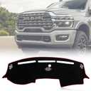 Dashboard Cover Dash Mat Pad Compatible with 2019 2020 2021 2022 2023 2024 2025 2026 Dodge RAM 1500 2500 3500 Dash Cover Protector (Red Trim)