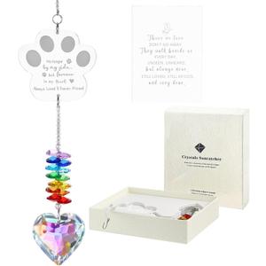 Dog Memorial Gifts, K9 Dog Memorial Crystal Suncatcher, Pet Loss Gift, Pet Sympathy Remembrance Bereavement Gifts (Color-Pet Paw)