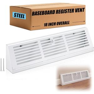 Yaocom 18 Inch Baseboard Register, White Vent Cover