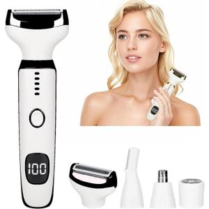 Electric Razors LED Display for Women Men, 2025 Wet/Dry Ladycsdc Shaver,4 in 1 Cordless Hair Remover with IPX7 Waterproof,Smooth & Silky HTYSFTb Electric Grooming Set (Pink & White)