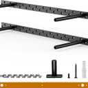 2pcs Floating Shelf Bracket Heavy Duty Floating Mantel Bracket Black Metal Decorative Floating Shelf Hardware Hidden Shelving Mounting Brackets (22X6X1)