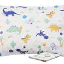 ZPECC Toddler Pillow with Pillowcase - 13x18 Organic Cotton Hypoallergenic Kids Pillow, Baby Essentials for Travel Crib Daycare Stroller (Intended for Age 2 and up) Dinosaur