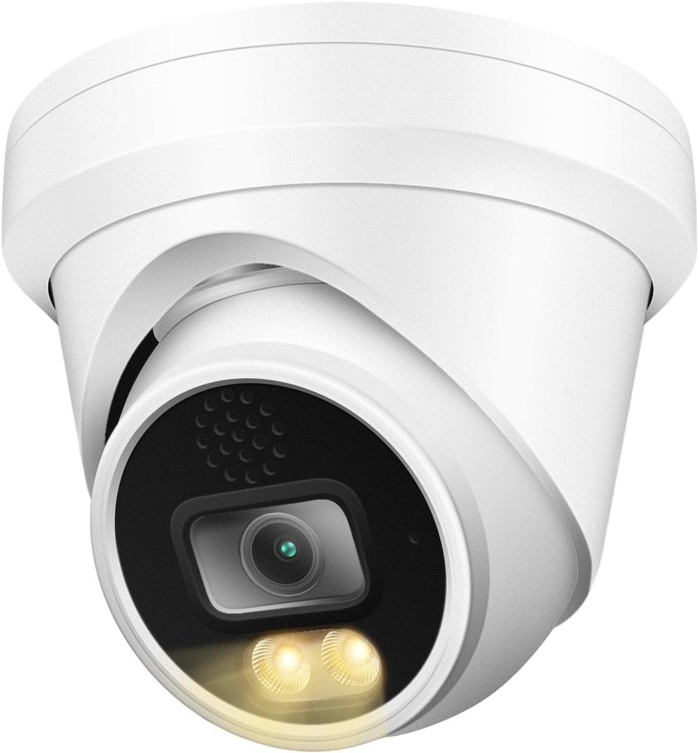 Hikvision/Uniview Compatible HD 4K 8MP SonyStarvis Sensor IP Camera Color vu PoE Turret Dome with Microphone, 24/7 Full Time Color at Night, Weatherproof IP67 Indoor Outdoor Wide Angle 2.8mm