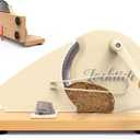 Foldable Extra Large Manual Bread Slicer for Sourdough Bread - Adjustable Thickness & Evenly Slice, with Knob and Scale, Folding Woodbase, Suction Cups and Bread Guide for Bagel, Sandwiches, Toast (Cream)