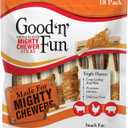 GOOD 'N' FUN Triple Flavor Mighty Chewer Sticks for All Dogs, Treat Your Dog to Long-Lasting Chews Made with Beef Hide, Duck and Prime Rib Flavor, 18 Count (EXP 07/14/26)
