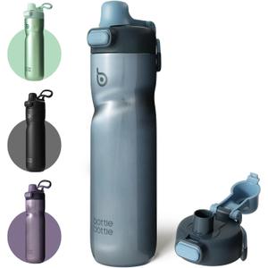 BOTTLE BOTTLE Insulated Water Bottle 24 oz with Handle and Flip Tops Lids Stainless Steel Water Bottle Push Button Lid Leak proof Portable for Running Travel Sports Hiking blue