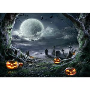 SJOLOON Halloween Backdrop for Photography Horror Background Scary Pumpkin Moon Backdrop for Party Decoration Supplies Studio Props 11897 (8x6FT)