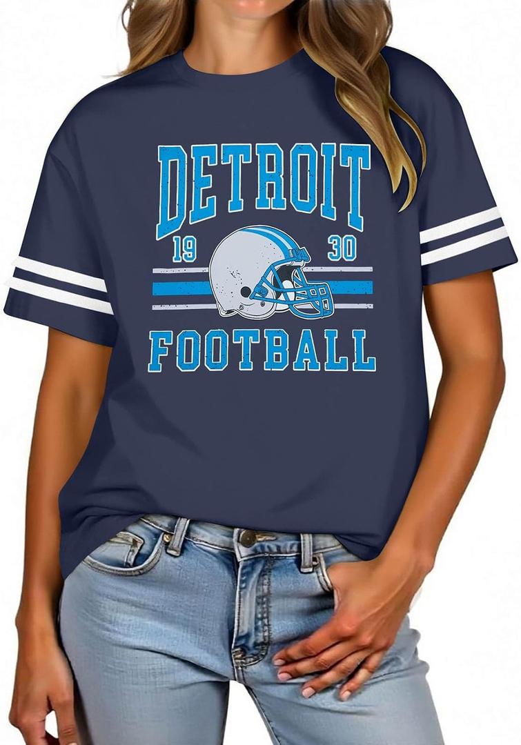 Football Shirts for Women Game Day Tshirt Football Team Fans Gift Tees Sport Season Short Sleeve Tops (M)