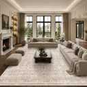 Schweek 10x14 Washable Large Area Rug Beige Neutral Vintage Distressed Rugs