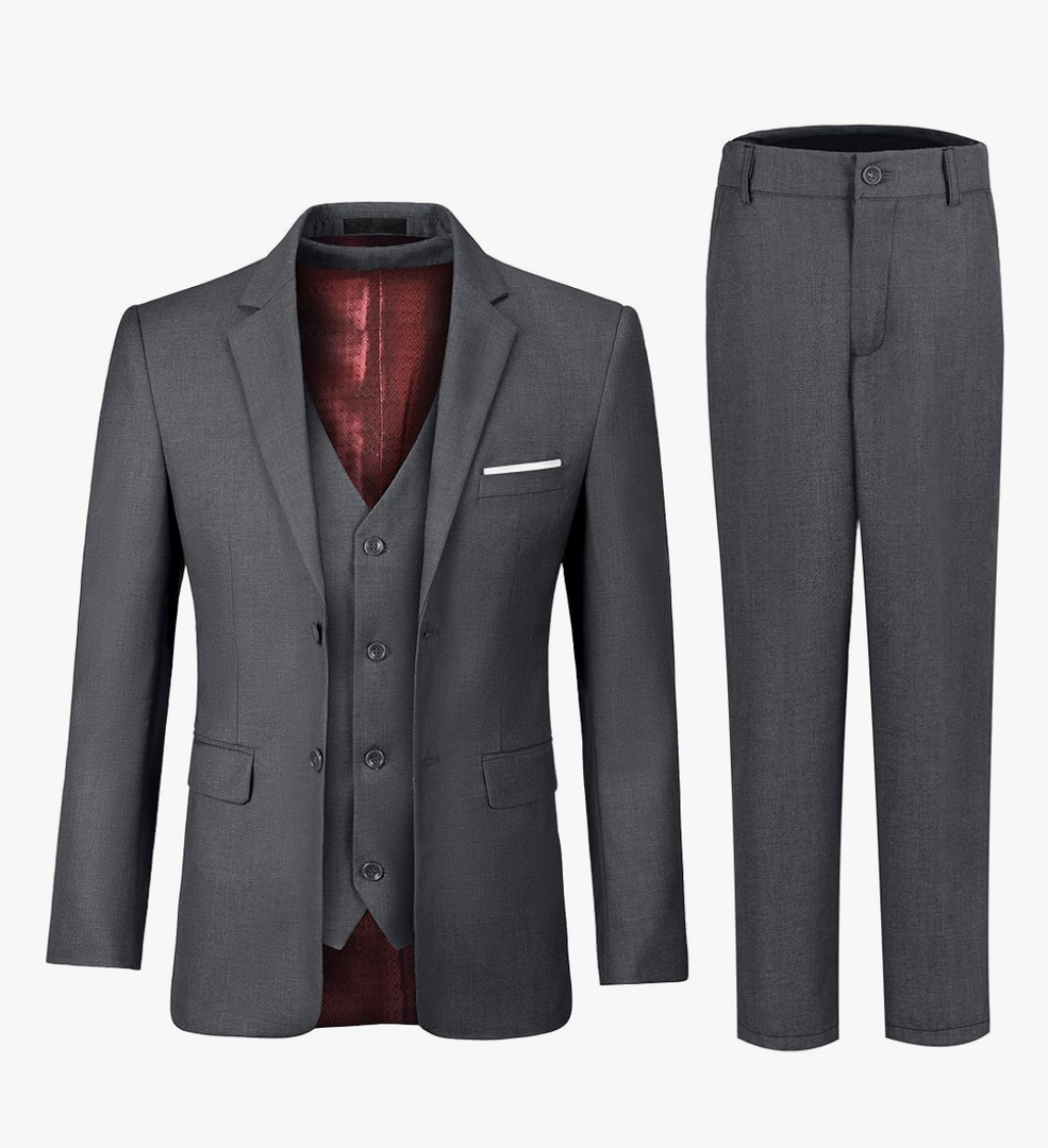 JPF Boy's Formal Suit Set Slim Fit Kids Tuxedo Suits for Wedding Teen Toddler Boy Dress Suit Outfit 18Y