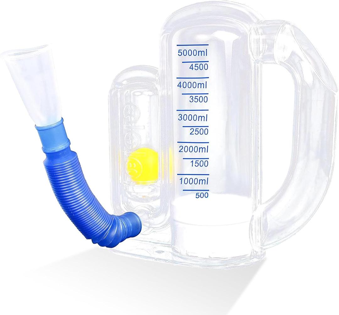 Incentive Spirometer Adult,Breathing Exercise Device for Lungs,Breathing Trainer,Spirometer Lung Exerciser-5000ml Volume Measurement with Flow Rate Indicator (Blue)