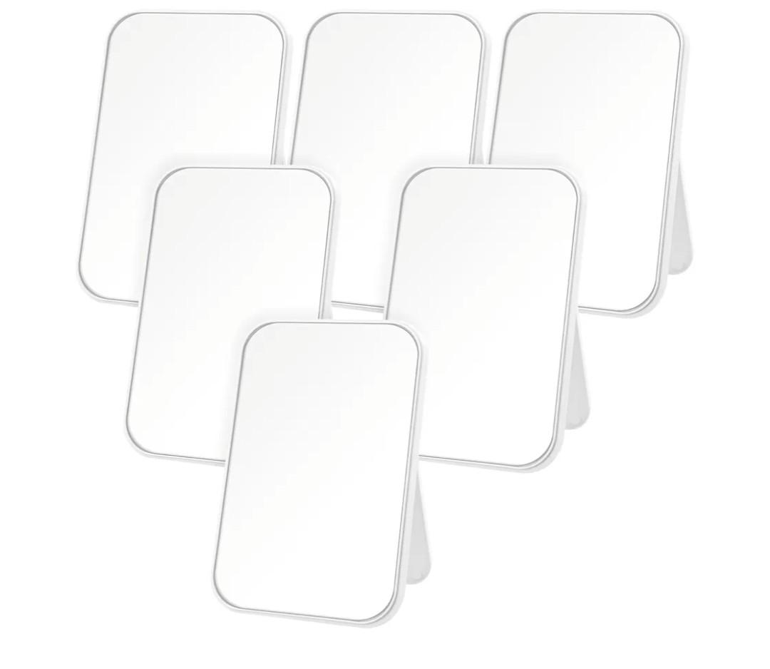 6 Pcs Spa Party Mirror Spa Party Supplies Sleepover Accessory Favors Makeup Mirror for Sleepover Slumber Birthday Favors Gift(White)