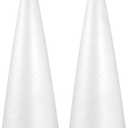 Operitacx 2 Pack StyrofoamCones for Craft, 5.3x15 Inch Christmas Tree Foam Cones for Crafts Supplies, Christmas, Holiday Gnomes, Wedding, Birthday, DIY Home Craft Project, Table Centerpiece
