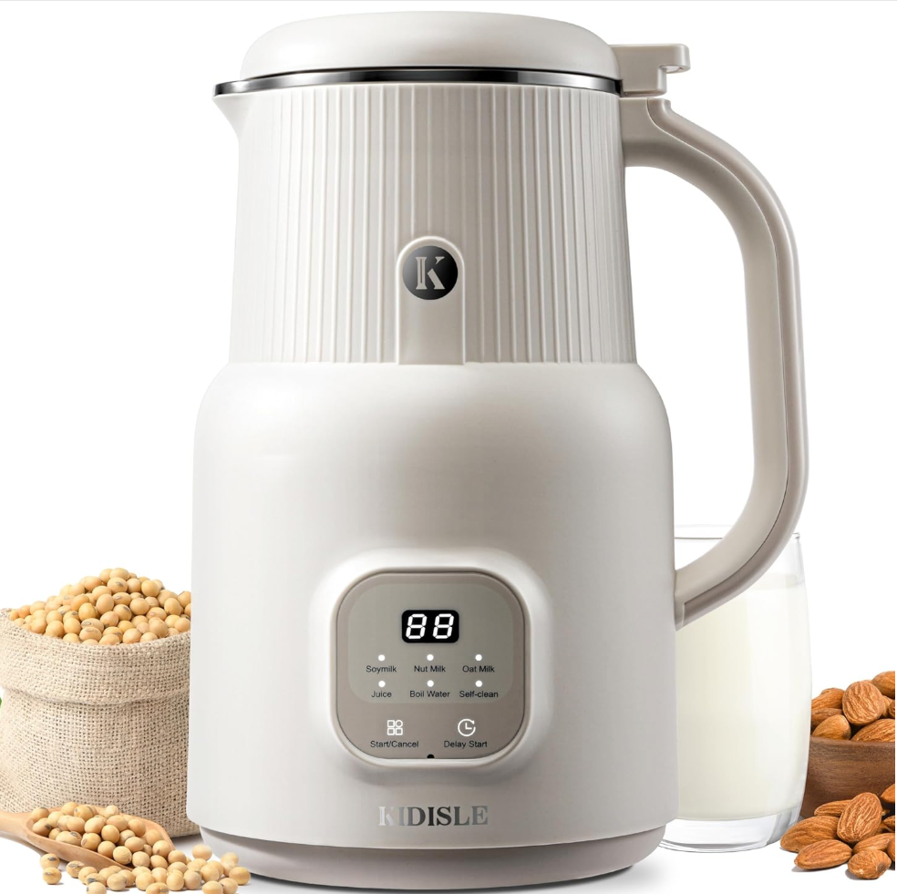 Automatic Nut Milk Maker, 20oz Homemade Almond, Oat, Coconut, Soy, Plant-Based Milks and Non-Dairy Beverages with Delay Start/Keep Warm/Self-Cleaning/Boil Water, White