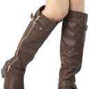DREAM PAIRS Women's Knee High Boots Wide Calf Low Heel Riding Boots Fall Tall Boots for Women (9.5, Brown)