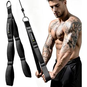 MANUEKLEAR 3 Grip Lengths in 1 Tricep Rope Cable Attachment with Ergonomic Handles, Greater ROM for Tricep Push Down Attachment Professional Gym Rope for Overhead Extension