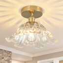 Semi Flush Mount Ceiling Light,Hallway Vintage Lights Fixture Ceiling Transparent 11" E26 Vintage Light Fixtures for Closet Hallway Kitchen Dining Room