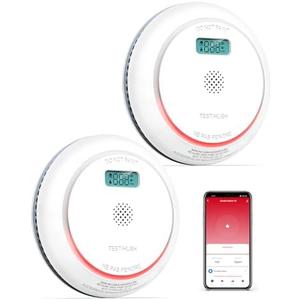 SITERWELL WiFi Smoke Detector, Smart Smoke and Carbon Monoxide Detector with LCD Display, 2.4G WiFi Smoke Detector and Carbon Monoxide Detector Combo Conforms to UL 217 & UL 2034 Standards, 4 Pack
