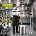 750W Commercial Immersion Blender Brushless DC Variable Speed Motor 12000 RPM Heavy Duty Hand Mixer 21" Removable Shaft 50 Gallon Large Capacity Pro Food Blender for High-Output Kitchens