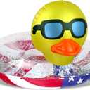 POZA Inflatable USA Pool Float - Luxurious Fun Lounger Filled with Sparkle Silver Stars Confetti, Cool USA Flag Design Water Swimming Pool Floaties for Beach, Lake & Pool (USA Duck Tube)