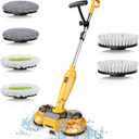 Cordless Electric Mop for Dewalt 20V Battery (NO Battery), 2 in 1 Spin Mop & Electric Floor Scrubber Machine with LED Light & Water Spray, 800 RPM Rotating Electric Mops for Floor Cleaning (Yellow)