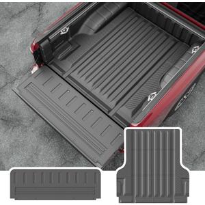 powoq Truck Mat Compatible with 2022-2024 2025 Nissan Frontier Truck Bed Mat Tailgate Liner Replacement for 2022-2025 Nissan Frontier Accessories(5FT Bed Mat+Stripe Style Tailgate Mat)