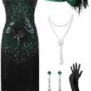 RRYIO Women's Flapper Dresses 1920s,Great Gatsby Dresses Sequin Fringe Cocktail Dress Roaring 20s Dress for Harlem, Medium