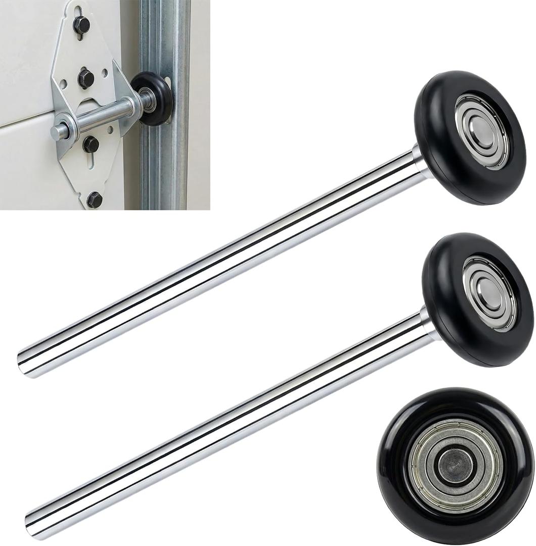 2 Pack 9" Stem 2" 13 Ball Black Nylon Commercial Grade Garage Door Roller, Quiet/Durable and High Load, Use 6200ZZ Double Seals Precision Bearings