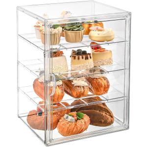 Pastry Display Case, 4-Tier Adjustable Clear Bread Storage with Magnetic DoorBread Box for Kitchen Countertop, 15.7x11.8x9.8inch (4 Tier, 1 Pack)