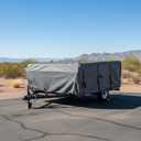 Pop-up Folding Camper Cover Fits 8'-10' Reinforced Windproof Side-Straps, Anti-UV Water-Resistance Multi-Layers Heavy Duty for Trailer RV Camper pop up Cover (Fits 8' - 10')