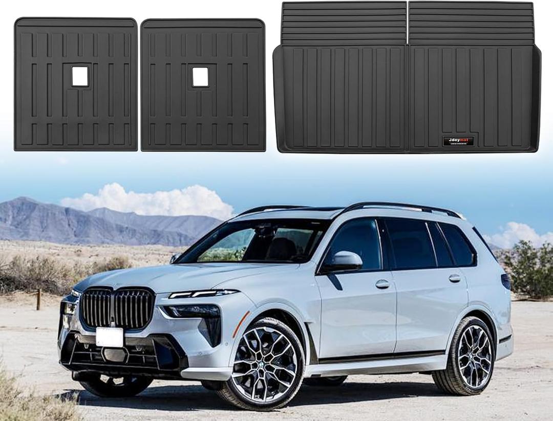 Compatible for Floor Mats and Cargo Liner BMW X3 G01 2023 2022 2021 2020 2019 2018 Trunk Mat Set All Weather TPE Rubber Mat Waterproof Black (for 19-25 BMW X7 Cargo Mats+3rd Backrest Mat)