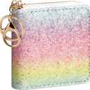 GEEAD Small Glitter Wallet for Women Girls Mini Coin Purse Pouches with Key Ring