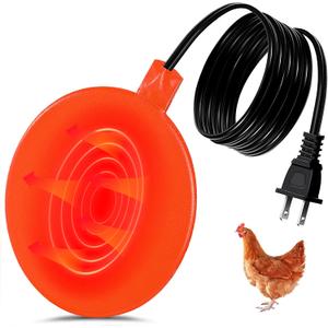 Hortsun Chicken Water Heater for Winter, Poultry Water Heater Base 120v 35w Silicone Heated Pad Chicken Waterer Heated Coop for Metal Bucket Stock Tank with 47.24 Inches Cord(Orange)