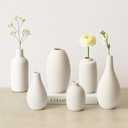 BEAHOT Ceramic Vases Set of 6, White Contemporary Decorative Flower Vases, Modern Design for Living Room