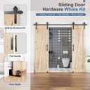 EaseLife 8FT Double Door Sliding Barn Door Hardware Track Kit & Handle,Big Industrial Spoke Wheel,Wall Mount,Slide Smoothly Quietly,Easy Install,Black,96" Track Fit for 44-46" Wide Opening (No Door)