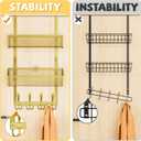 Kaiferty Over The Door Hooks Organizer, Coat Rack Over The Door Storage Hanger Towel Rack, Back of Door Storage Organizer for Bathroom,Bedroom,Kitchen,Office (Gold, 3-Tier)