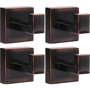 IBosins 4 Pack Towel Hooks Hand Towel Holder for Bathroom Wall Livingroom Bedroom Kitchen Closet Heavy Duty Stainless Steel Hook Hanger for Robe, Bath Towel, Coat (Square Brushed Red Antique Bronze)