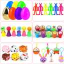 LEASEN [ 6 Golden Eggs ] 100 Pack Prefilled Easter Eggs with Novelty Toys Inside, 100 Plastic Easter Eggs Fillers with Toys, Pre-filled Easter Egg Party Favors, Easter Basket Stuffers