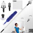 12FT Light Bulb Changer - with Basket, Suction Cup and Duster, Light Bulb Removal Tool for High Ceilings and Recessed Lights