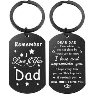 3 x Father's Day Gifts, Dad Birthday Gifts from Daughter Son, Remember I Love You Dad Christmas Gift Keychain, Best Dad Gift Idea