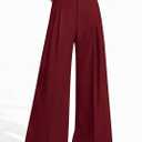 PRETTYGARDEN Womens Spring Wide Leg Palazzo Pants 2026 Trendy Loose Button High Waist Pleated Work Business Casual Trousers (Wine Red, X-Large)