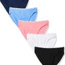 Calvin Klein Womens Cotton Stretch Logo Bikini Panties, Multipack (Large, Black/White/Genie/Tender/Coastal)
