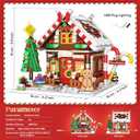 Christmas Gingerbread House Building, Christmas Village House Building Set, Contain Christmas Tree and Train, Xmas Brick Toy Gifts for Adults Teens and Kids 1288PCS (Brown)
