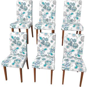 Stretch Dining Chair Covers Set of 6,Floral Print Chair Covers,Soft Removable Washable,Pet Friendly Furniture Protector,Universal Chair Slipcovers for Home, Kitchen,Ceremony Dining Room Seat