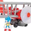 Sonic The Hedgehog Tornado Biplane Playset with 2.5" Sonic Action Figure, Spinning Propeller, Lights and Sounds!