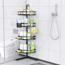 Aitatty Corner Shower Caddy Standing: 4-tier Rustproof Shower Organizer Shelf - Floor Shower Corner Shelf Rack Stand for Bathroom Black