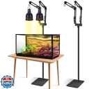 DXOPHIEX Dual Reptile Lamp Stand Reptile Light Stand with Two Flexible Brackets, Height Adjustable (15.7 inch to 74.3 inch) for Hanging Heat Lamp Holder and Light Fixture